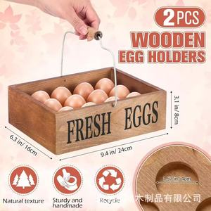Wooden Egg Storage <b>Box</b> With Handle <b>Large</b> Capacity For Fresh Eggs <b>Gift</b> Use - Product Image 4