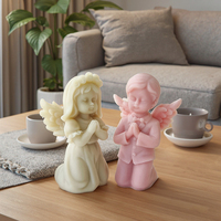 Moule en silicone 3D pour bougie d'ange de prière pour garçons et filles Moule en silicone pour bougie ailes d'ange de la famille Vierge Marie