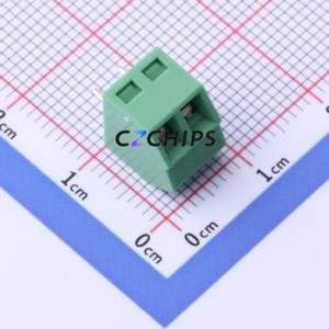 DB127S-3.5-2P-GN-S Screw Terminal Block P=3.5mm Connector ( Construction: 1x2P )( Pitch: 3.5mm )( Color: Green ) - Product Image 1