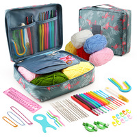 Kit de Crochet Multicolore pour Débutants avec Sac de Rangement Accessoires Transfrontalier, Kit de Couture en Gros avec Fils et Aiguilles de Niveau Débutant