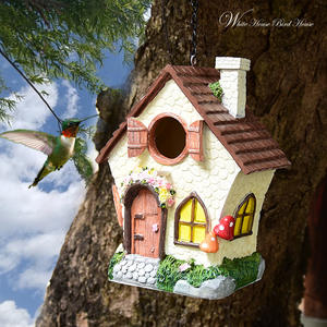 Waterdicht Wit Huis Vogelhuisje Ornament Voor Buiten Binnenplaats Tuin Balkon Hars Desktop Decoratief Opknoping Ornament Voor - Product Image 2
