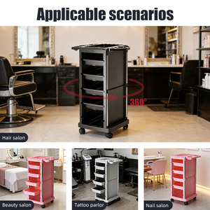<span class=keywords><strong>Chariot</strong></span> de salon de beauté traditionnel avec roues robustes, <span class=keywords><strong>chariot</strong></span> en plastique noir - Product Image 4