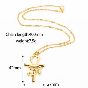Egyptian Ankh <b>Cross</b> Pendant Necklace Alloy Classic Style Women/<b>Men</b> Gold Color Eye Horus Religious <b>Chain</b> Jewelry Gifts - Product Image 4