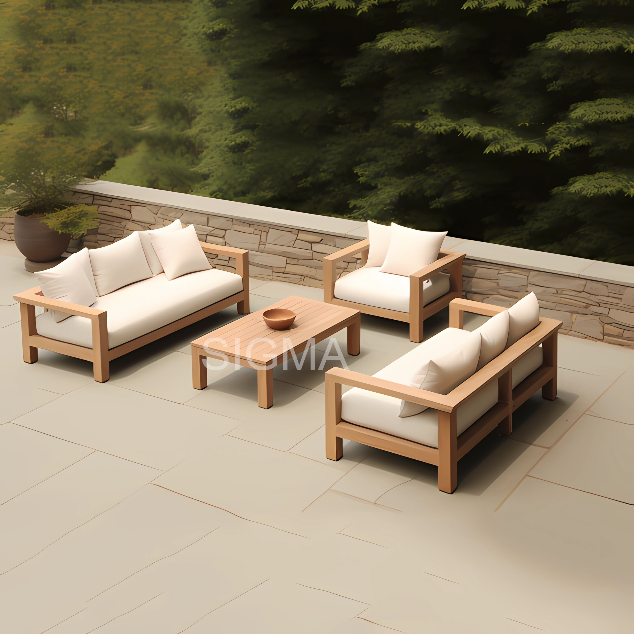 Modern outdoor patio furniture teak wooden hotel outdoor garden sofa set patio furniture outdoor
