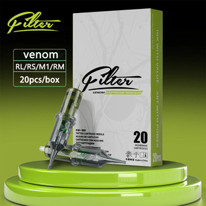 Filtro Venom profesional desechable OEM personalizar agujas de cartucho de tatuaje con membrana, cartuchos de tatuaje de Punta transparente - Product Image 1