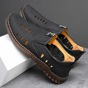 รองเท้าโลฟเฟอร์หนังระบายอากาศสำหรับผู้ชายแบบสวมสบายๆ พื้นนุ่ม รองเท้าแตะฤดูร้อน ไซส์ผู้ใหญ่ 40-46 - Product Image 1