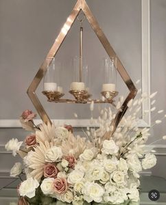 LANJO Luxury Diamond Shape Metal Candelabra <b>Stand</b> Acrylic <b>Crystal</b> Wedding Candle Drops Dining Tables Party Home Decoration - Product Image 4