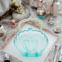 Boîte de rangement PS portable en forme de coquille, grand organisateur pour enfants, jouets de bijoux cosmétiques en plastique étanche à la maison, vente en gros