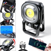 Lámpara de Trabajo LED COB Recargable de 4000 mAh con Clip Magnético, Lámpara de Proyección con Rotación de 360 Grados, Resistente al Agua IPX4, Lámpara de Trabajo para Camping
