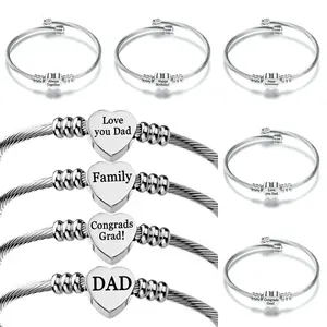 Custom Trendy Gold Plated Mother Father Anniversary Gift Pure Stainless Steel Jewelry Best Dad Daughter Bracelet