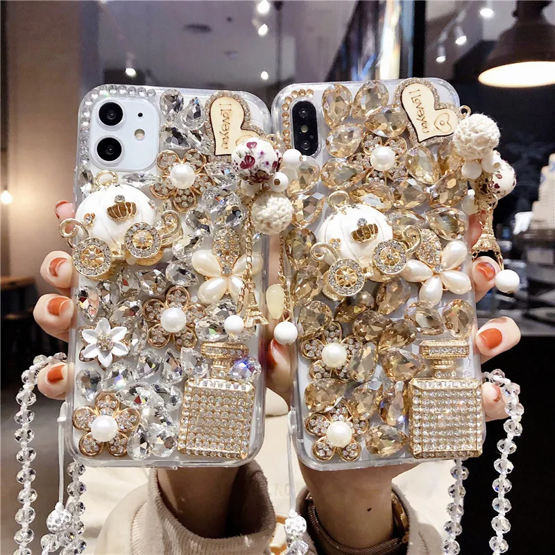Luxury Women Design Bling Diamond Phone Case for iPhone 14 13 12 Pro max Soft TPU PC Phone Cover For Iphone X XR XSMAX 8 7 plus