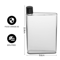 Bouteille d'eau plate carrée A5 420 ml en plastique en forme de carnet, gourde personnalisable avec logo
