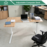 Bureau debout électrique à 2 pieds en forme de L, hauteur réglable avec plateau de table modulable pour un emballage plus compact