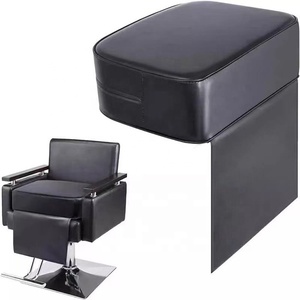 Chaise de barbier pour enfants avec coussin et siège rehausseur en cuir synthétique et acier inoxydable, design moderne pour salon - Product Image 2