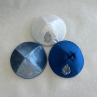 Kipá de Terciopelo con Bordado de Llama, Yarmulke, Kippot de 18 cm, Sombrero Judío, Logotipo Personalizado, Bar Mitzvah, Boda, Shabat, Judaica, Venta al por Mayor