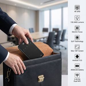 Mini Proyector DLP con <span class=keywords><strong>Descuento</strong></span> para <span class=keywords><strong>Cine</strong></span> en Casa, Android 9 con 2G de RAM, 3D, WiFi 5G, Lámpara LED, Enfoque Manual, DMD para Películas al Aire Libre - Product Image 2