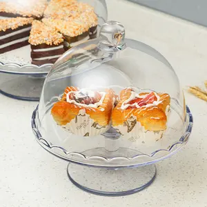 生态盒蛋糕盘盖透明塑料圆顶蛋糕食品盖盖支架食品盘子食品蛋糕盖
