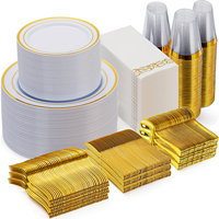 Ensemble de vaisselle de banquet de mariage de luxe de 700 pièces, assiettes, tasses, fourchettes, cuillères, serviettes en PS argenté, personnalisable pour Noël