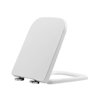 HUANGBO Couvercle de siège de toilette carré à fermeture lente en plastique UF, design moderne, pour hôtel, avec plaque tampon