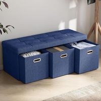 Pouf de rangement multifonctionnel pliable en tissu, style européen, grande capacité, pour trois personnes, pour la maison et le salon