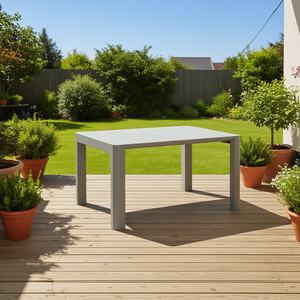 Tavolo da esterno Homeera grigio 48 pollici x 30 pollici, resistente alle intemperie, design moderno minimalista, materiale plastico - Product Image 2