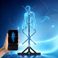 Ventilateur Holographique 3D Publicitaire Commercial 60CM, Hologramme à l'Œil Nu 1*3 Assemblé avec Support au Sol, Affichage WiFi et Bluetooth