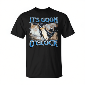 T-shirt graphique pour femme It's Goon O'Clock Cat Meme, noir, grande taille, manches courtes, col rond, impression numérique, modèle adulte Chine A10596 - Product Image 3