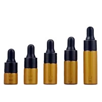 Vente en gros de flacons compte-gouttes miniatures ronds en verre ambré transparent avec bouchon à vis, 1 ml, 2 ml, 3 ml, 5 ml, fournisseur de sérums et d'huiles essentielles
