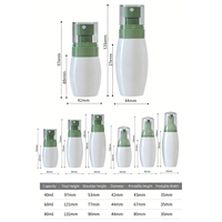 Flacons cosmétiques en PET de forme ovale, vaporisateur à fine brume, capacité personnalisée 40ml 60ml 80ml, pompe pulvérisatrice, sérum pour soins de la peau, impression sérigraphique