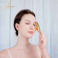 Outil de sculpture du visage 3D en or 24 carats, deux têtes, micro-courant, alimenté par énergie solaire, masseur Gua Sha personnalisé pour les yeux, rouleau de massage beauté
