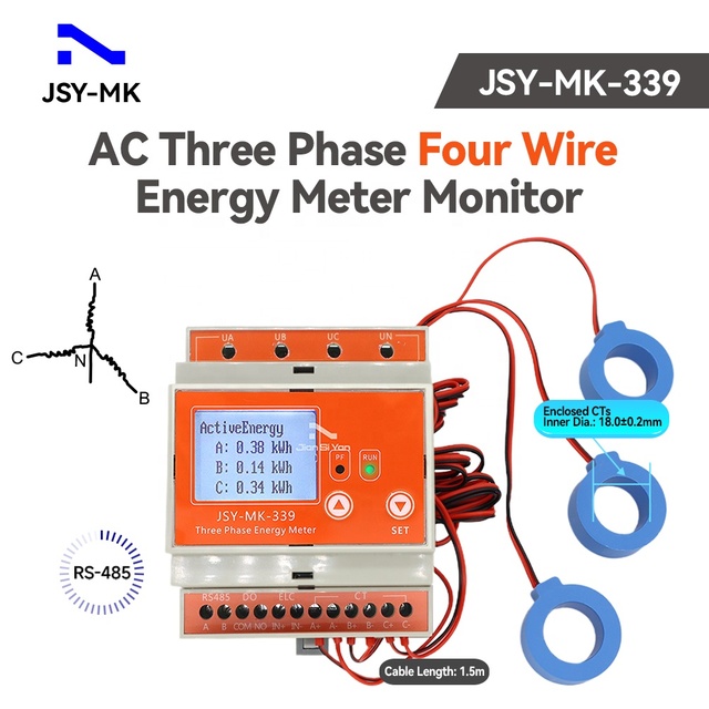 JSY-MK-339 Three Phase AC Power Supply DIN Rail Installation Multi-function Digital Display Energy Meter Modbus