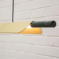 Lustre LED linéaire moderne en acier inoxydable et marbre, luminaire élégant pour îlot de cuisine, idéal pour salon et cuisine