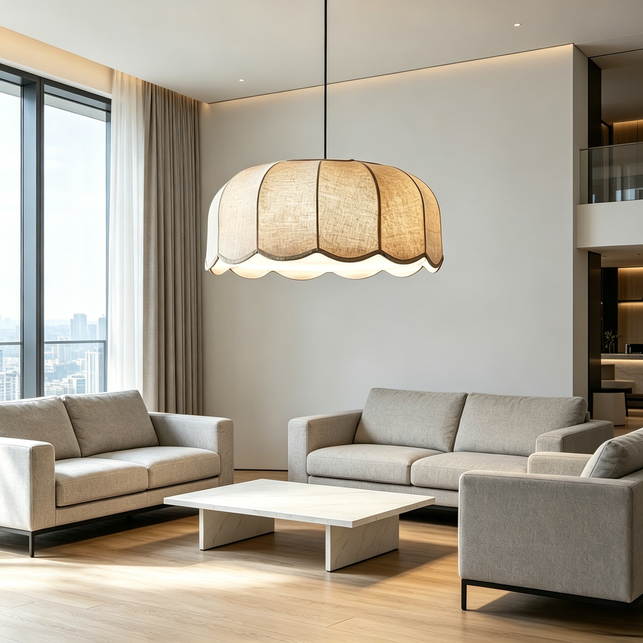 Modern Nordic Banana Leaf Pendant Lights ScallopedFabric Shade OrganicDesign AdjustableCord for LivingRoom Bedroom Dining Lights · image 3