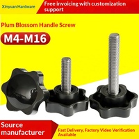 Sekrup Gagang Bintang Heksagonal Kepala Karet Plastik, Kenop Pengencang Manual, Gagang Penyetel M4-M12 Metrik Kelas 4.8