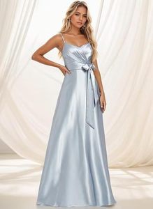 Robe longue <span class=keywords><strong>chic</strong></span> pour femme, col en V profond, sexy, en satin, fendue, de haute qualité, élégante, pour soirée - Product Image 3