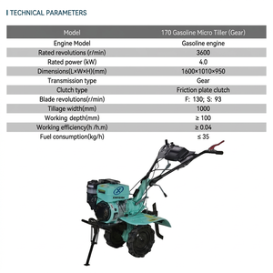 Cultivateur à essence 4,0 kW 7 CV 170F avec transmission intégrale, modèle de <span class=keywords><strong>motoculteur</strong></span> agricole pour terres dures et exploitations agricoles - Product Image 5