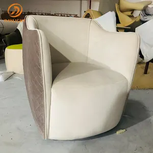 Nordic Mewah Ruang Tamu Ruang Tamu Sofa Berumbai Krem Kursi Santai Putih dengan Ottoman Mereplikasi Furnitur Luar Ruangan Modern