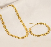Ensemble de collier et bracelet élégant et tendance pour femme, en or 18 carats, avec coquillage ajouré, personnalisable, vente en gros