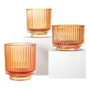 Chinese supplier Glass candle holder 185ml 230ml 315ml Candle container With wood lid