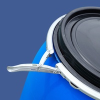 Fût en plastique de grande capacité, à bride épaissie et cerclage en fer, bleu, pour déchets chimiques liquides et enzymes, avec joint d'étanchéité, emballage stratifié, Modèle FLT