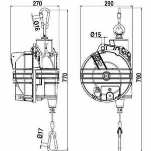 Équilibreur de câble Tecna 15 mm en acier inoxydable, capacité 35-100 kg, pour machine d'équilibrage - Product Image 1