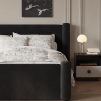 Lit double en velours écologique avec cadre en bois de pin, style postmoderne simple et luxueux, taille King/Queen, pour villa, maison et hôtel, Foshan