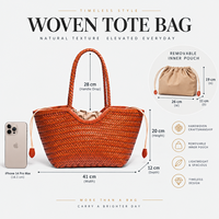 Sac à bandoulière en cuir véritable personnalisé avec logo, sac fourre-tout tissé à la main pour femmes, sac à main pour femmes avec sac intérieur amovible