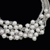 Bracelet à pampilles en cuivre plaqué argent pour femme, tendance, avec chaîne multi-brins, franges perlées, fermoir à bascule, OEM CN/GUA, cadeau, mode
