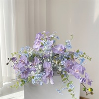 Orchidée papillon NINI en soie, fleur de table faite à la main, violette, de haute qualité, décoration de mariage