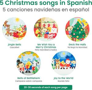 Libro de Sonidos Personalizado, Impresión de Libros de Tapa Dura, Libro Musical en Español, Canciones Navideñas, Libro Bilingüe para Niños - Product Image 2