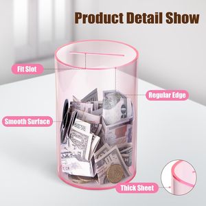 Tirelire ronde en acrylique transparent, boîte de rangement pour pièces de monnaie, pour adultes et enfants, cadeau d'anniversaire ou de fêtes - Product Image 5