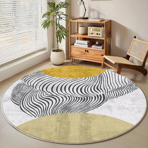 Alfombra redonda sencilla para sala de estar, antideslizante, imitación de cachemira, patrón abstracto, alfombra decorativa para el hogar, 27 pulgadas de diámetro - Product Image 3