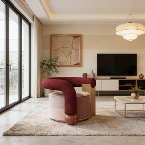 <span class=keywords><strong>Fauteuil</strong></span> rond en velours bordeaux de luxe moderne, pieds en forme de boule uniques, tissu <span class=keywords><strong>patchwork</strong></span>, <span class=keywords><strong>fauteuil</strong></span> lounge, design nordique, canapé club - Product Image 4