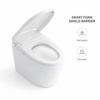 WC intelligent à poser au sol avec réservoir intégré, siège chauffant, cuvette allongée, télécommande, double siphon P/S, chasse d'eau par gravité